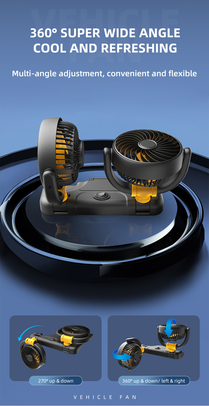 F4502 Double Heads Car Fan 5V 12V 24V 45pl