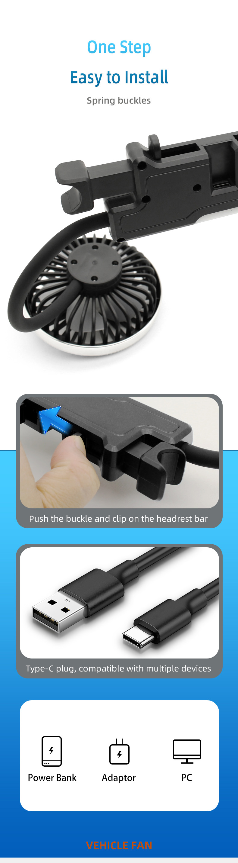 F310 Dual Heads Car Seat Hose USB Cooling Fan detail (5)m2k