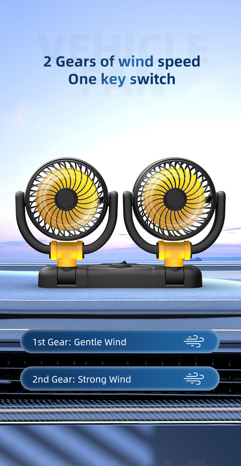F4502 Double Heads Car Fan 5V 12V 24V 4x0c