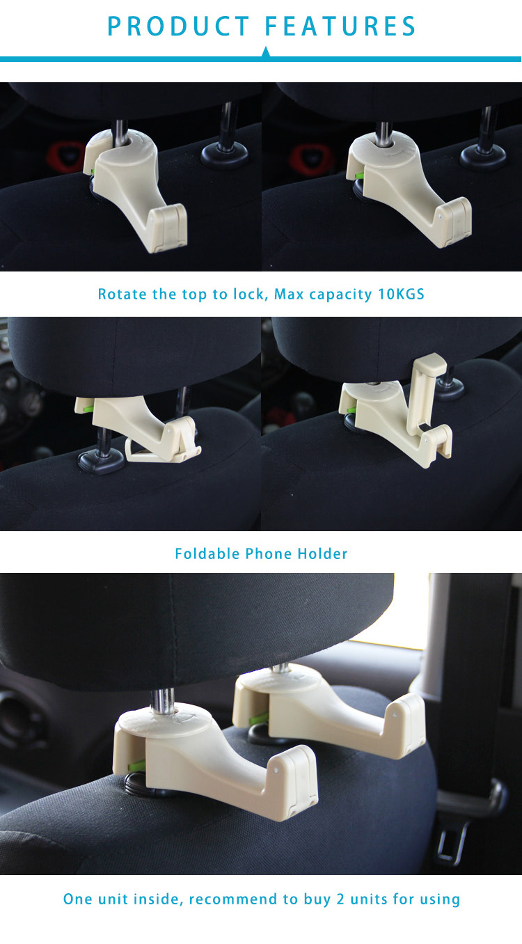 G01 Car Seat Headrest Hook Phone Holder Hanging Handbag detail (4)j7y