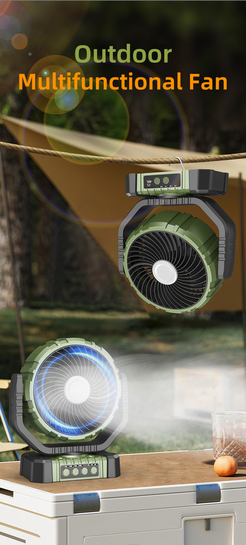 F8101 F8102 Multifunctional Outdoor Rechargeable Standing Fan with LED Lamp detail (2)krr