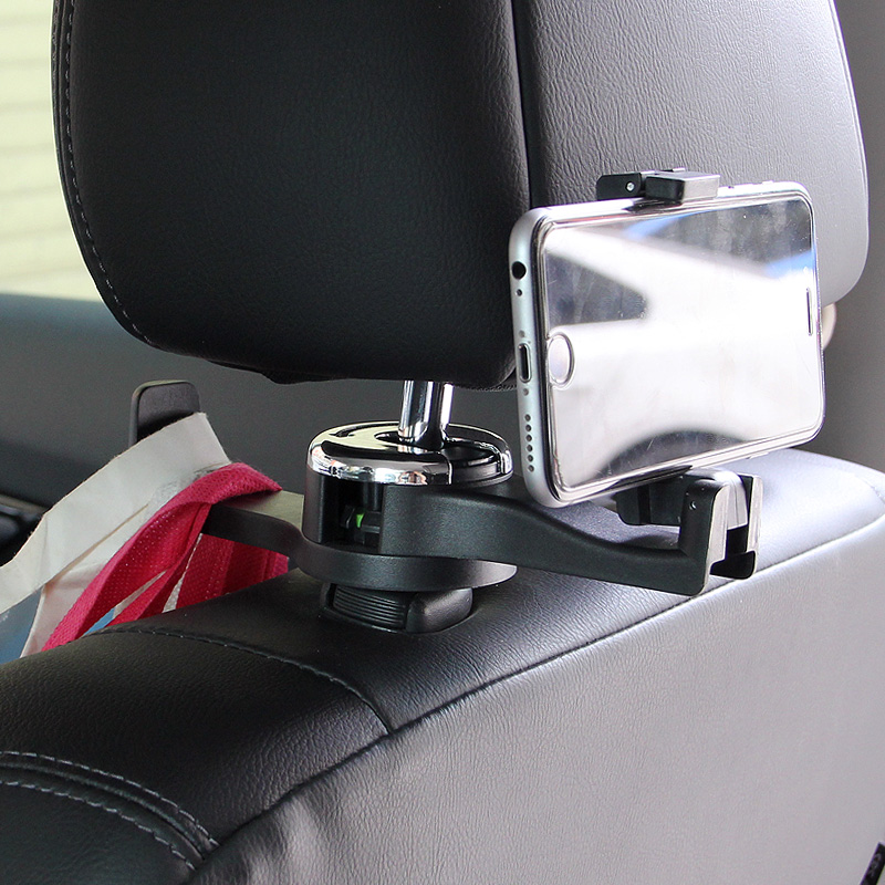 Double Head Car Seat Hooks with Phone Holder G08