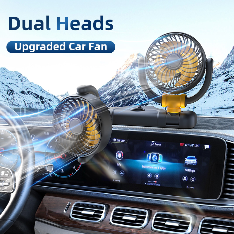 F4502 Double Heads Car Fan 5V 12V 24V 4.5 Inches