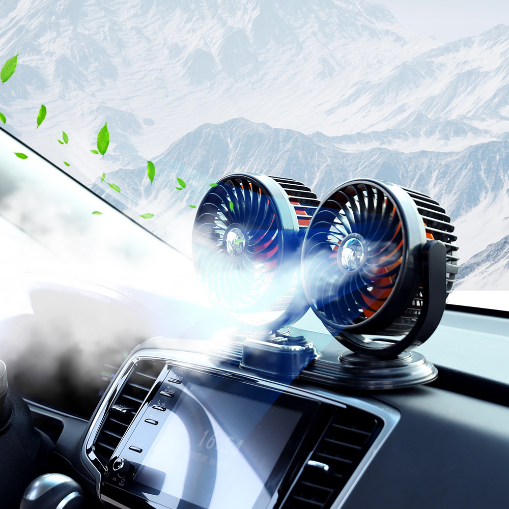 Dual-heads Car Storm Fan 5V/ 12V/ 24V F621U