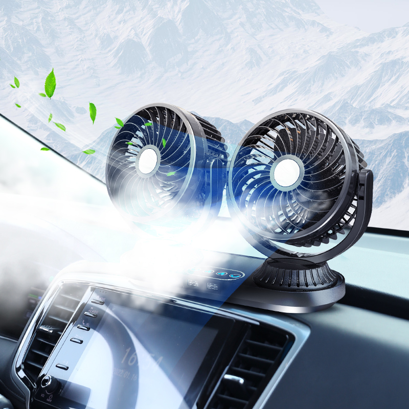 Oscillating Double Heads Car Fan for Truck SUV RV 12-24V F623U
