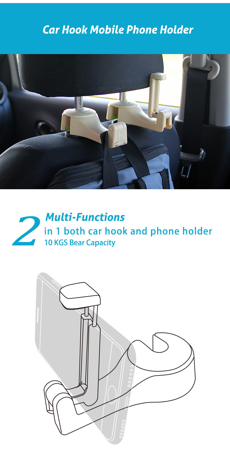 G01 Car Seat Headrest Hook Phone Holder Hanging Handbag detail (1)ykd