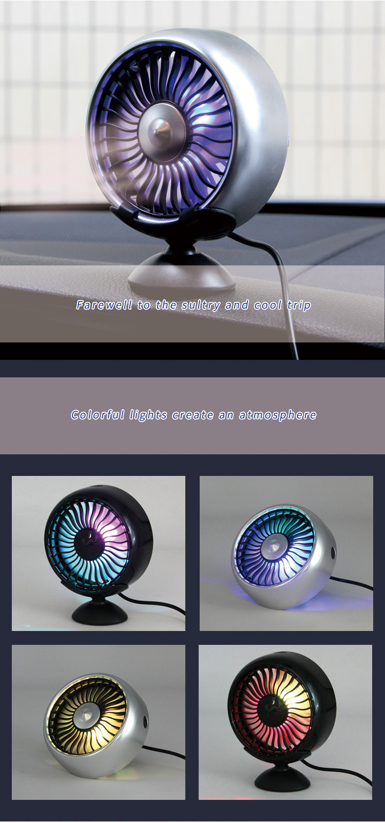 F102 Mini USB Fan for Car Air Vent with LED detail (7)8ts