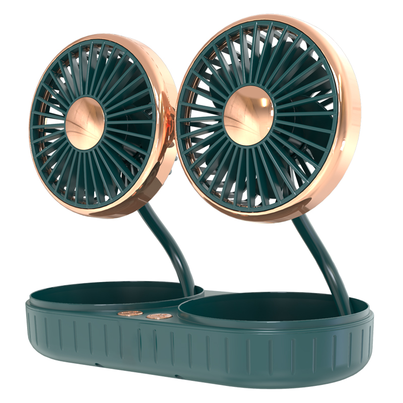 USB Silicone Hose Car Fan Brushless Motors 2 Heads F303