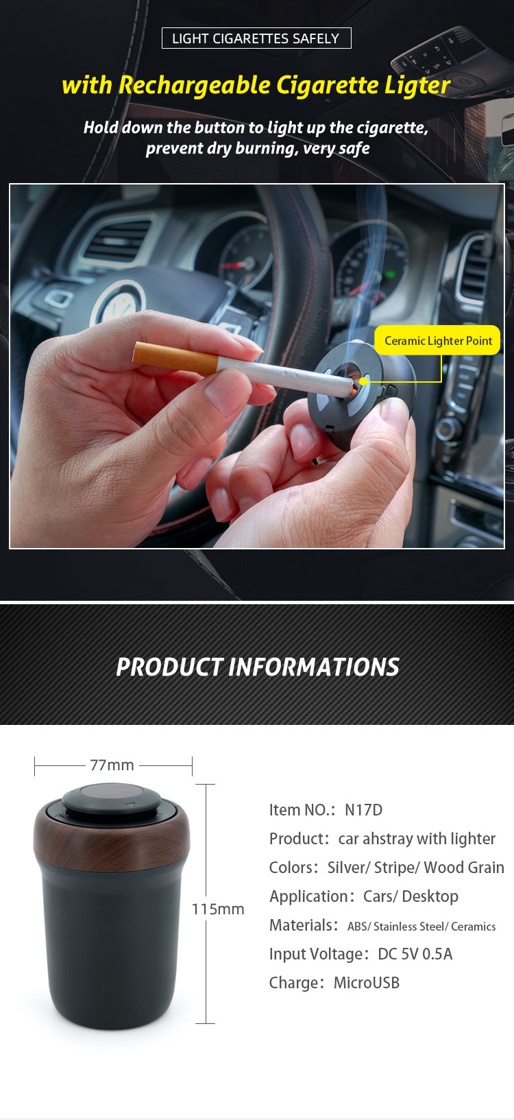 N17D Car Cigarette Ashtray with Lighter and LED detail (3)mht