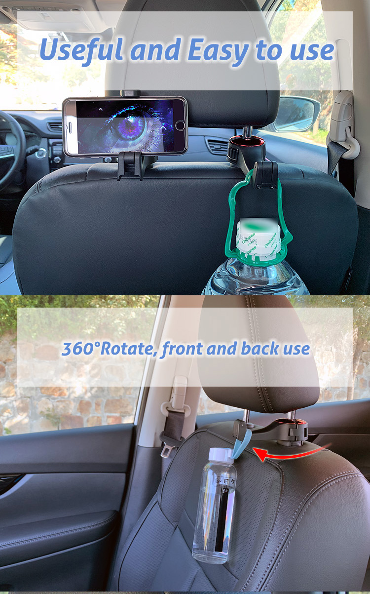 G02 Upgraded Car Seat Headrest Hook for Purse Phone Holder detail (3)hsy