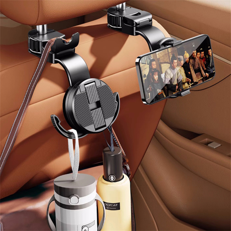Z291 4 Back Seat Phone Holder Mount with Hanging Hooks