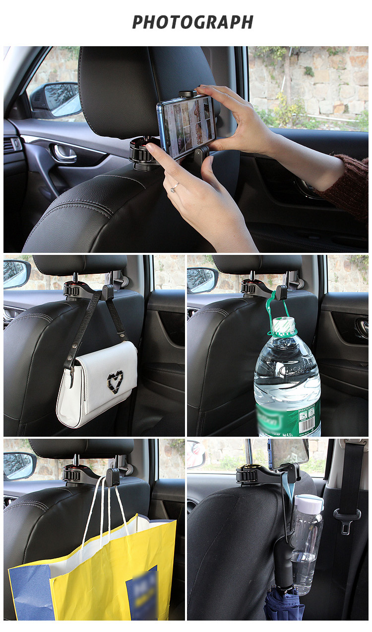 G02 Upgraded Car Seat Headrest Hook for Purse Phone Holder detail (8)n4r