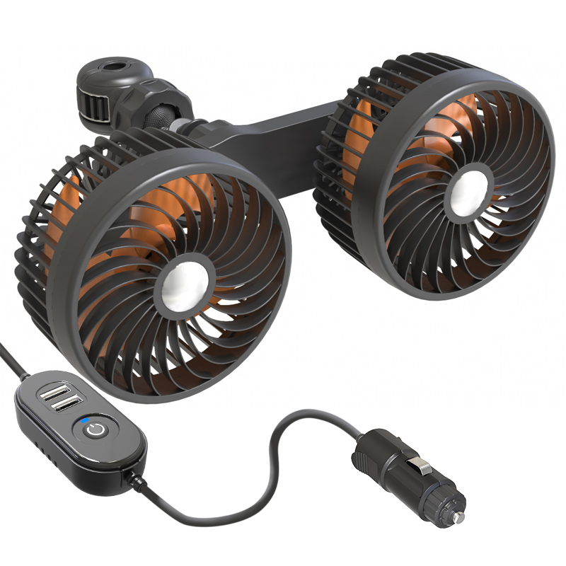 Car Headrest Fan Double Heads 5 Inches Strong Power F6207