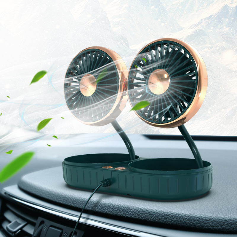 USB Silicone Hose Car Fan Brushless Motors 2 Heads F303