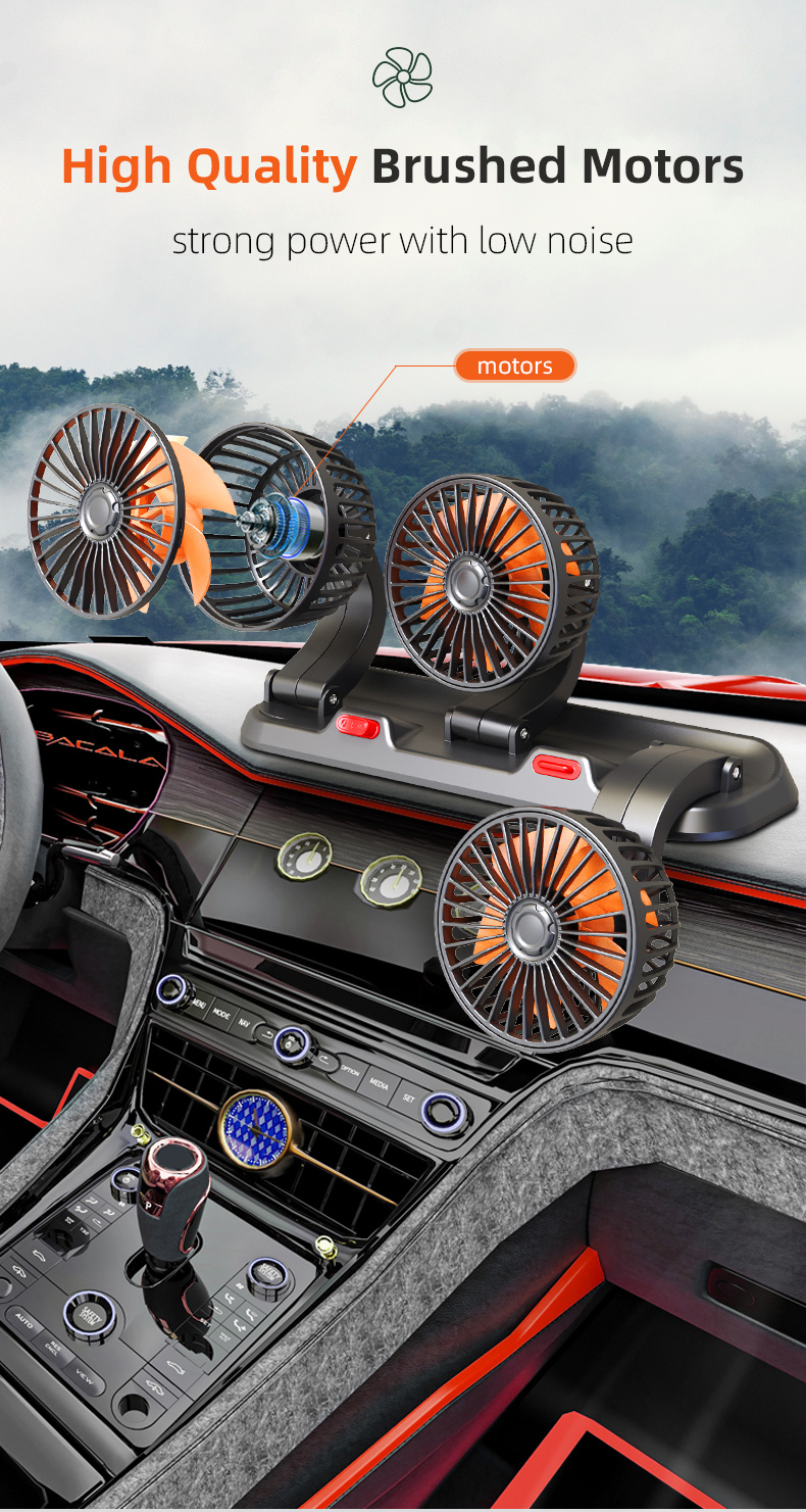 F4310 Triple Three Heads Foldable Car Fan 5V 12V 24V detail (5)ksc