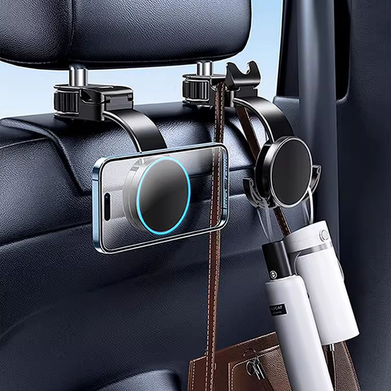 Z292 Multifunctional Magnetic Car Seat Phone Holder with Hanging Hooks