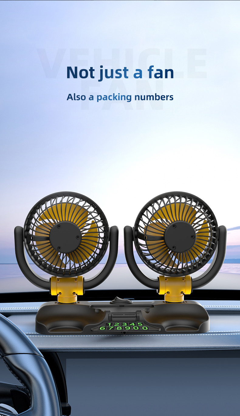 F4502 Double Heads Car Fan 5V 12V 24V 44uv